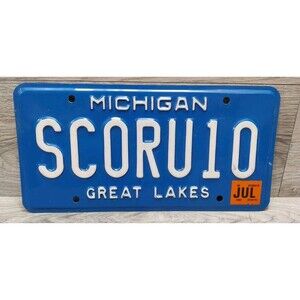 Michigan Great Lakes Blue License Plate SCORU10 Personalized Vanity Tag 2003